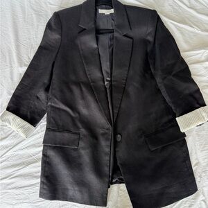 Zara Black Blazer with White Accents
